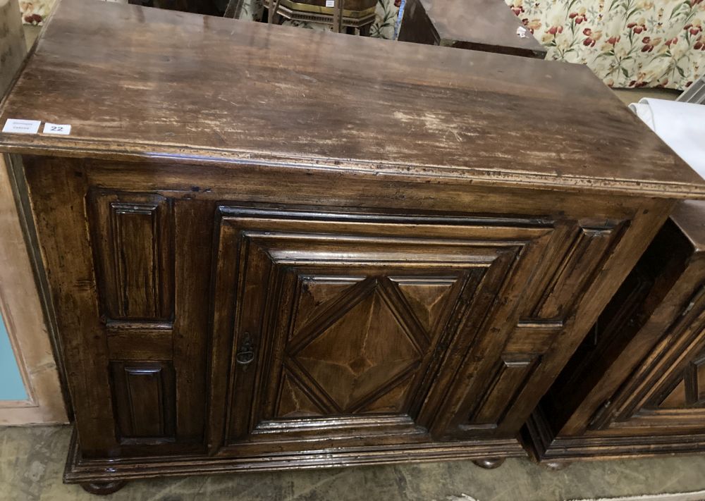 A mid 18th century French provincial walnut cupboard, enclosed by a single door, width 117cm, depth 52cm, height 100cm